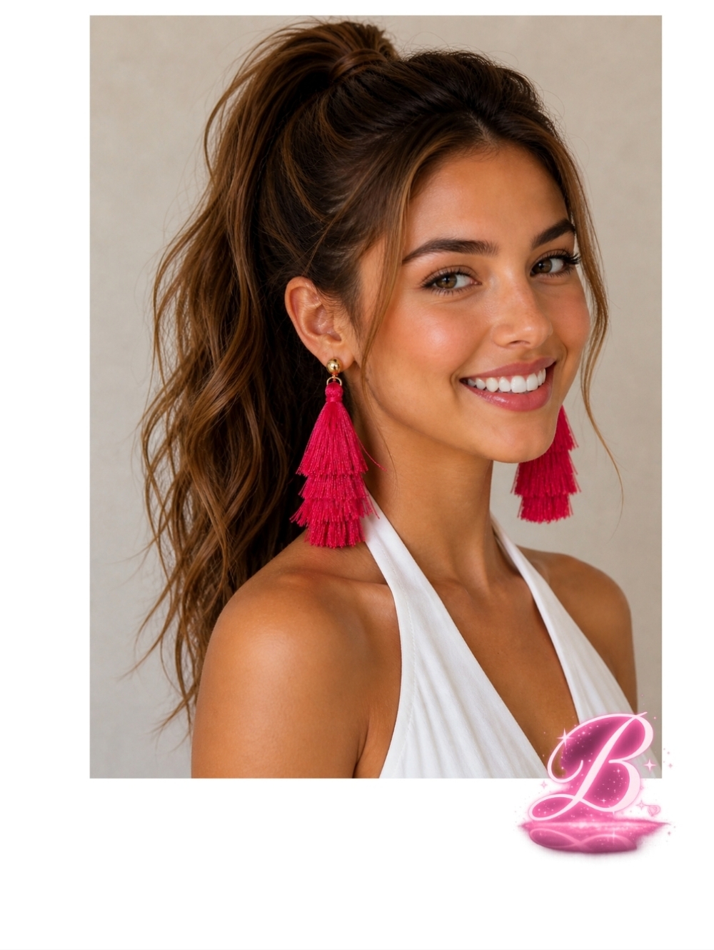 Hot Pink Tassel Earrings - Soigne -NWT